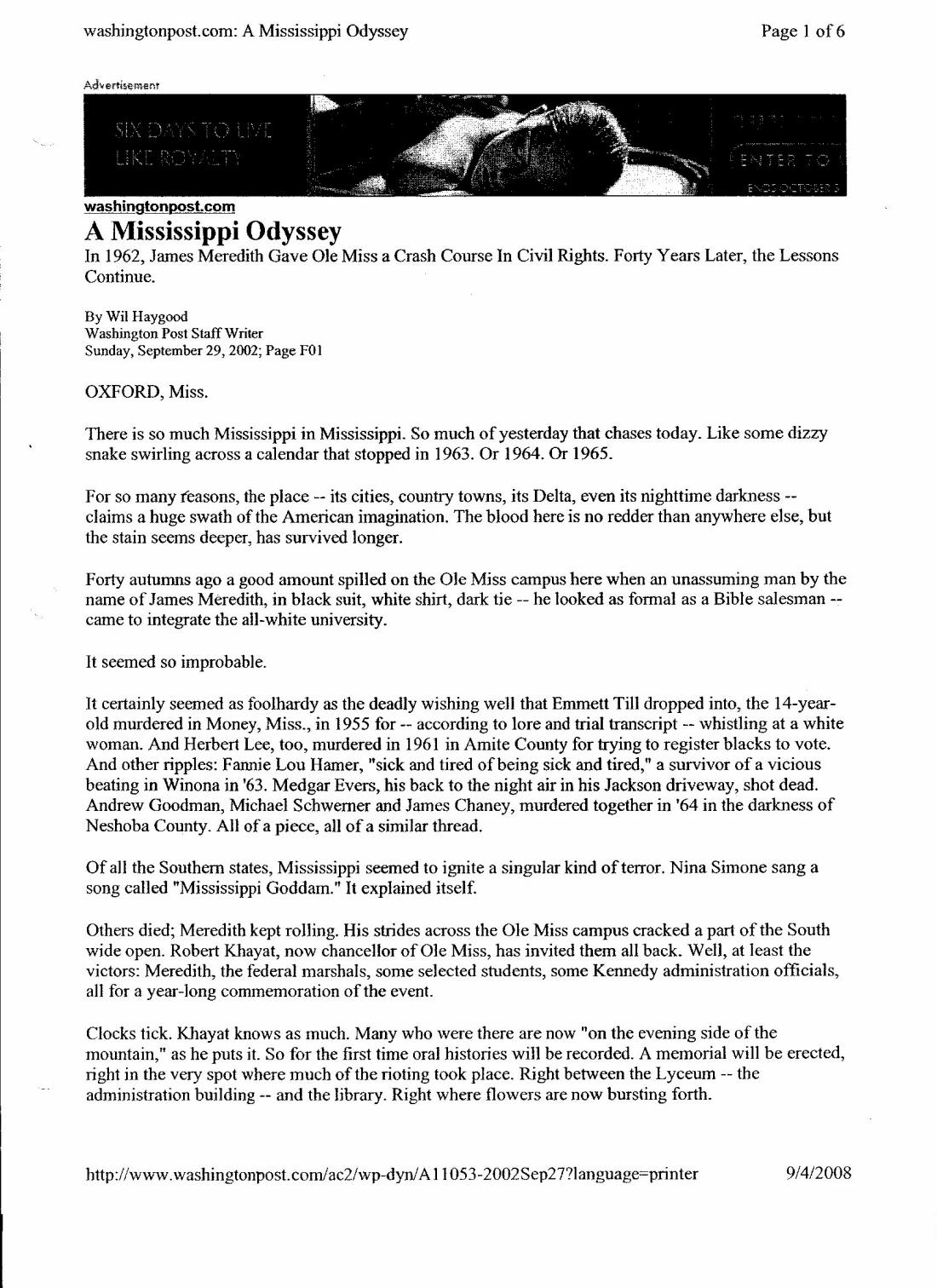 Washington Post - Mississippi Odyssey